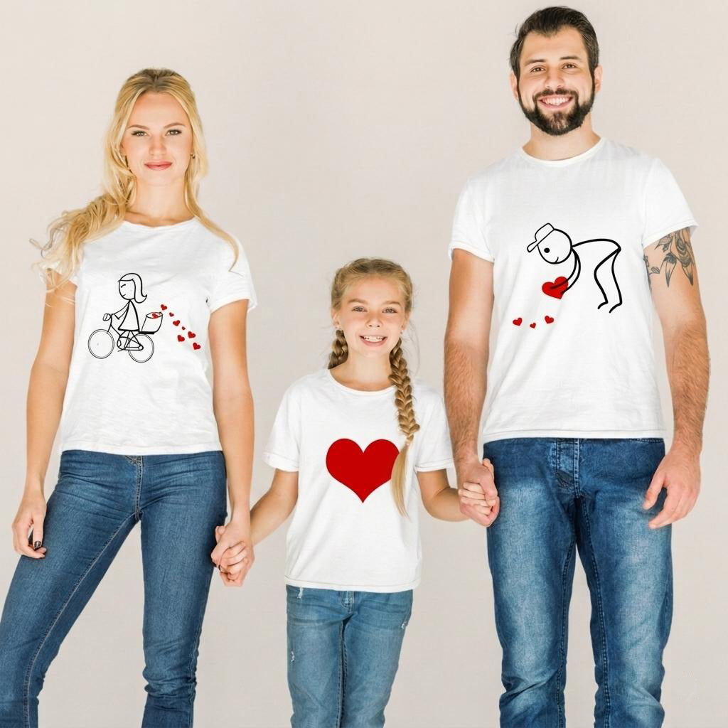 Set Tricouri Familie "Falling Hearts"