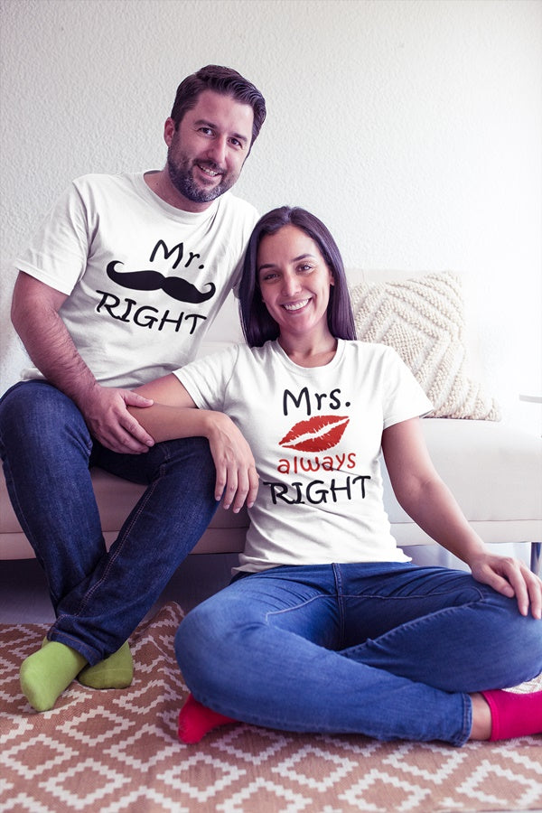 Set Tricouri Cuplu Mr Mrs always Right